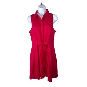 Anthropologie HD In Paris 100% Linen Sleeveless Womens Dress Pink SZ 6 NWOT